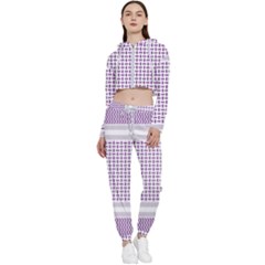 Square Purple Pattern Bead Purple Keffiyeh Purple Geometric Headdress Angle Violet Rectangle Cropped Zip Up Lounge Set