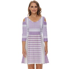 Square Purple Pattern Bead Purple Keffiyeh Purple Geometric Headdress Angle Violet Rectangle Shoulder Cut Out Zip Up Dress