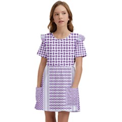 Square Purple Pattern Bead Purple Keffiyeh Purple Geometric Headdress Angle Violet Rectangle Kids  Frilly Sleeves Pocket Dress by Jancukart