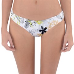 Doodle Flowers Hand Drawing Pattern Reversible Hipster Bikini Bottoms