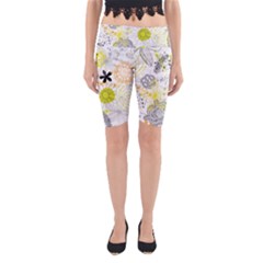 Doodle Flowers Hand Drawing Pattern Yoga Cropped Leggings