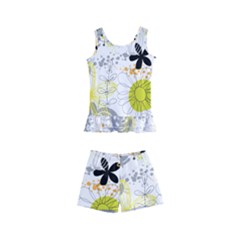 Doodle Flowers Hand Drawing Pattern Kids  Boyleg Swimsuit