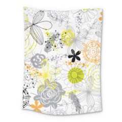 Doodle Flowers Hand Drawing Pattern Medium Tapestry