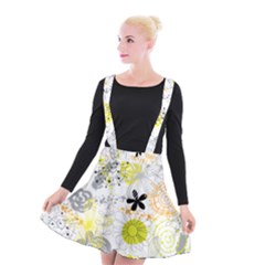 Doodle Flowers Hand Drawing Pattern Suspender Skater Skirt