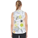 Doodle Flowers Hand Drawing Pattern Mock Neck Shell Top View2