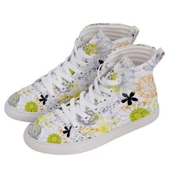 Doodle Flowers Hand Drawing Pattern Men s Hi-top Skate Sneakers