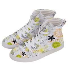 Doodle Flowers Hand Drawing Pattern Women s Hi-top Skate Sneakers