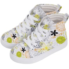 Doodle Flowers Hand Drawing Pattern Kids  Hi-top Skate Sneakers