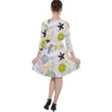 Doodle Flowers Hand Drawing Pattern Quarter Sleeve Ruffle Waist Dress View2