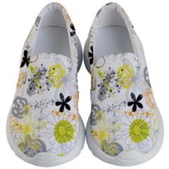 Doodle Flowers Hand Drawing Pattern Kids Lightweight Slip Ons