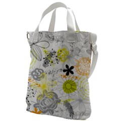 Doodle Flowers Hand Drawing Pattern Canvas Messenger Bag