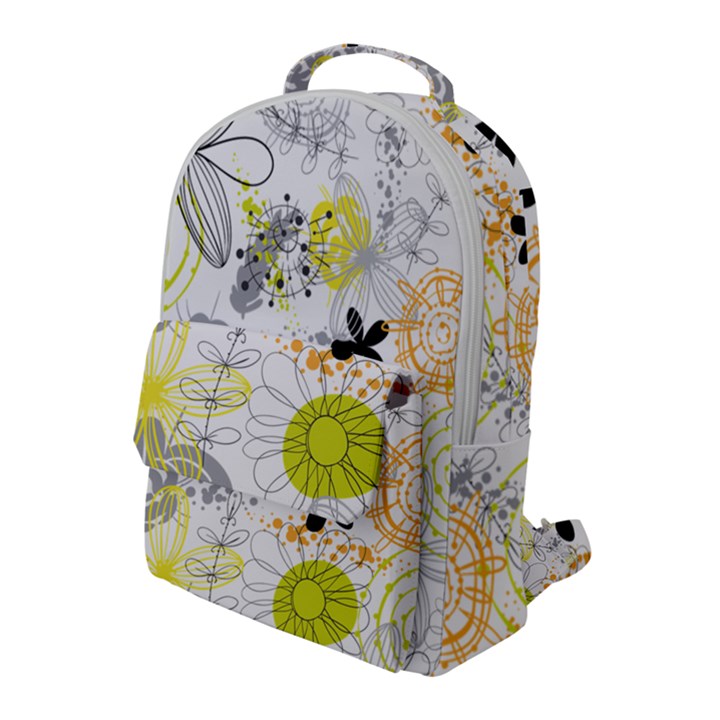 Doodle Flowers Hand Drawing Pattern Flap Pocket Backpack (Large)