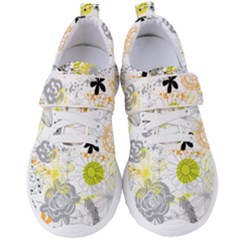 Doodle Flowers Hand Drawing Pattern Women s Velcro Strap Shoes