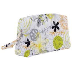 Doodle Flowers Hand Drawing Pattern Wristlet Pouch Bag (large)