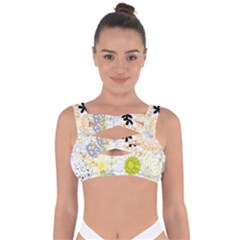 Doodle Flowers Hand Drawing Pattern Bandaged Up Bikini Top by Jancukart