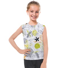 Doodle Flowers Hand Drawing Pattern Kids  Mesh Tank Top by Jancukart