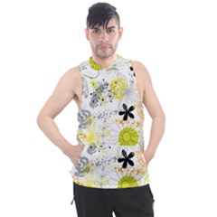 Doodle Flowers Hand Drawing Pattern Men s Sleeveless Hoodie