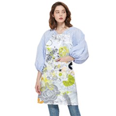 Doodle Flowers Hand Drawing Pattern Pocket Apron