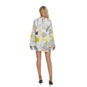 Doodle Flowers Hand Drawing Pattern Round Neck Long Sleeve Bohemian Style Chiffon Mini Dress View4