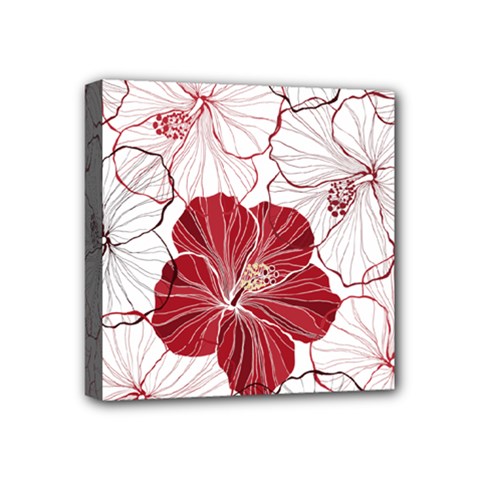 Red Hibiscus Flowers Art Mini Canvas 4  X 4  (stretched) by Jancukart