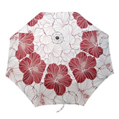 Red Hibiscus Flowers Art Folding Umbrellas