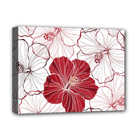 Red Hibiscus Flowers Art Deluxe Canvas 16  X 12  (stretched) 