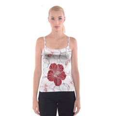 Red Hibiscus Flowers Art Spaghetti Strap Top