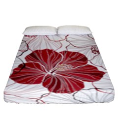 Red Hibiscus Flowers Art Fitted Sheet (king Size)