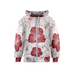 Red Hibiscus Flowers Art Kids  Zipper Hoodie by Jancukart