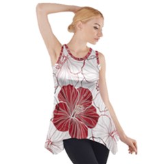 Red Hibiscus Flowers Art Side Drop Tank Tunic by Jancukart