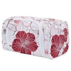 Red Hibiscus Flowers Art Toiletries Pouch by Jancukart