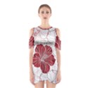 Red Hibiscus Flowers Art Shoulder Cutout One Piece Dress View1