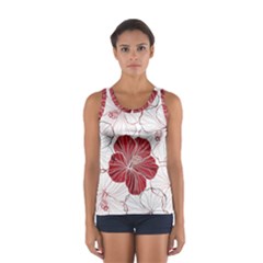 Red Hibiscus Flowers Art Sport Tank Top 