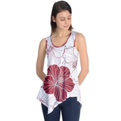 Red Hibiscus Flowers Art Sleeveless Tunic by Jancukart