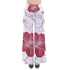 Red Hibiscus Flowers Art So Vintage Palazzo Pants