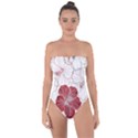 Red Hibiscus Flowers Art Tie Back One Piece Swimsuit View1