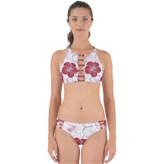 Red Hibiscus Flowers Art Perfectly Cut Out Bikini Set