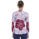 Red Hibiscus Flowers Art V-Neck Long Sleeve Top View2