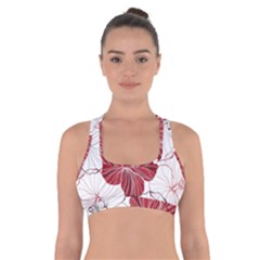 Red Hibiscus Flowers Art Cross Back Sports Bra