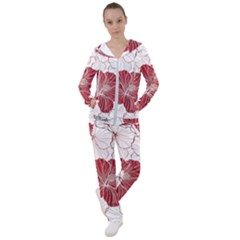 Red Hibiscus Flowers Art Women s Tracksuit by Jancukart