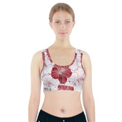 Red Hibiscus Flowers Art Sports Bra With Pocket