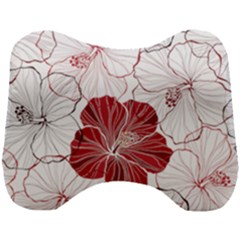 Red Hibiscus Flowers Art Head Support Cushion by Jancukart