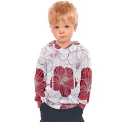 Red Hibiscus Flowers Art Kids  Overhead Hoodie by Jancukart