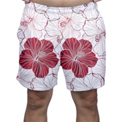 Red Hibiscus Flowers Art Men s Shorts by Jancukart