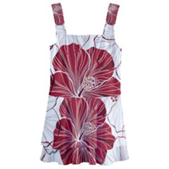 Red Hibiscus Flowers Art Kids  Layered Skirt Swimsuit