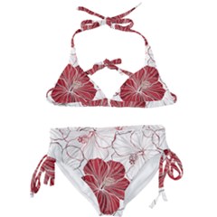 Red Hibiscus Flowers Art Kids  Classic Bikini Set