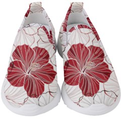 Red Hibiscus Flowers Art Kids  Slip On Sneakers