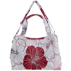 Red Hibiscus Flowers Art Double Compartment Shoulder Bag