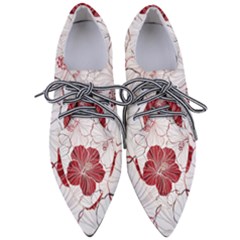 Red Hibiscus Flowers Art Pointed Oxford Shoes