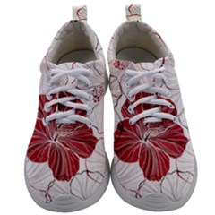 Red Hibiscus Flowers Art Mens Athletic Shoes by Jancukart